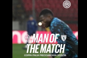 一线队首秀+送助攻，21岁卡玛特当选意杯国米2-1都灵队内最佳球员